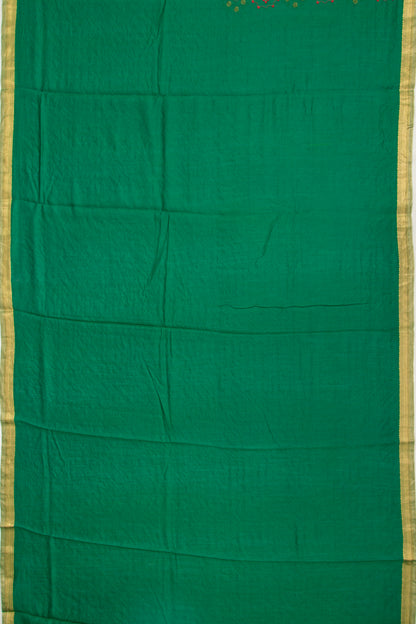 Munga Tussar Floral Embroidery Green Saree