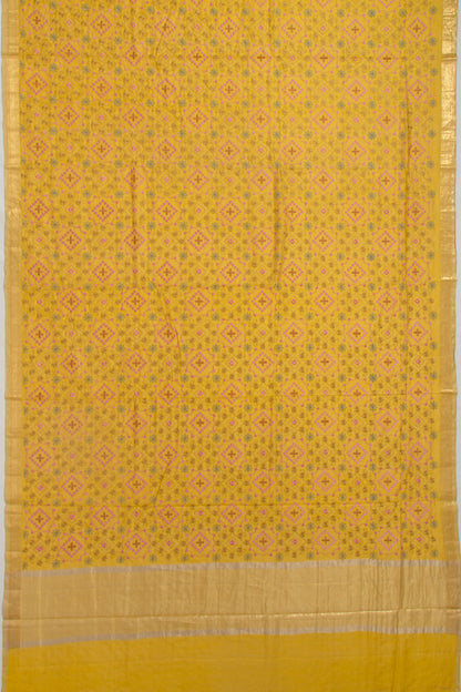 Chanderi Silk Floral Embroidery Mustard Yellow Saree
