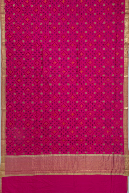 Chanderi Silk Floral Embroidery Pink Saree