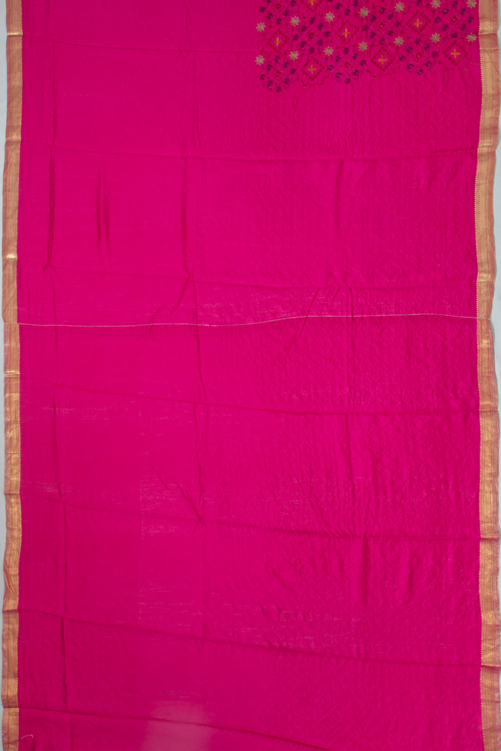 Chanderi Silk Floral Embroidery Pink Saree