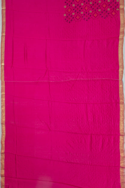Chanderi Silk Floral Embroidery Pink Saree
