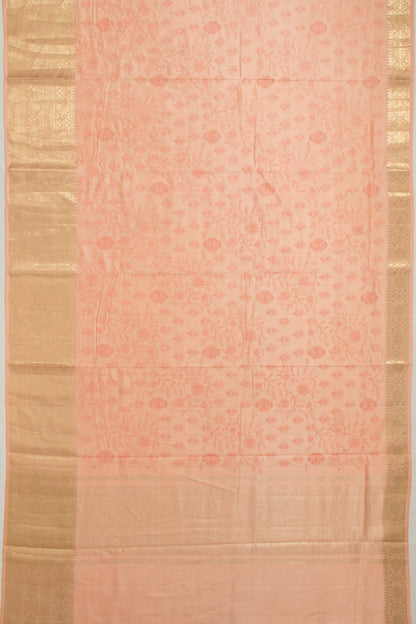 Chanderi Silk Floral Embroidery Pastel Orange Saree