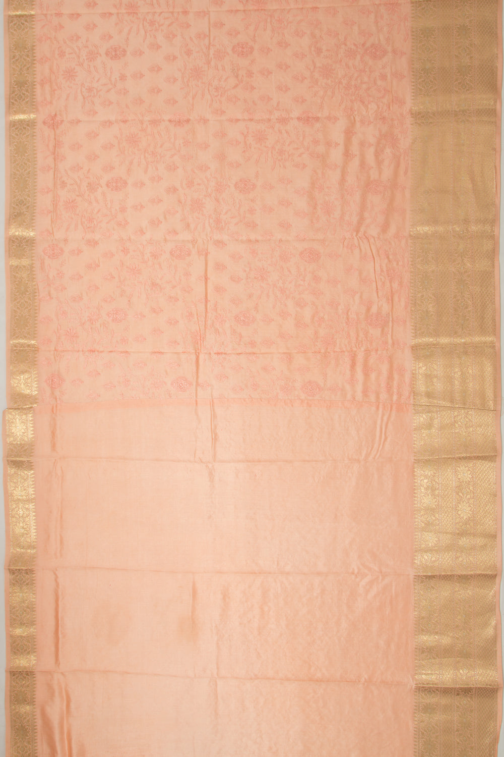 Chanderi Silk Floral Embroidery Pastel Orange Saree