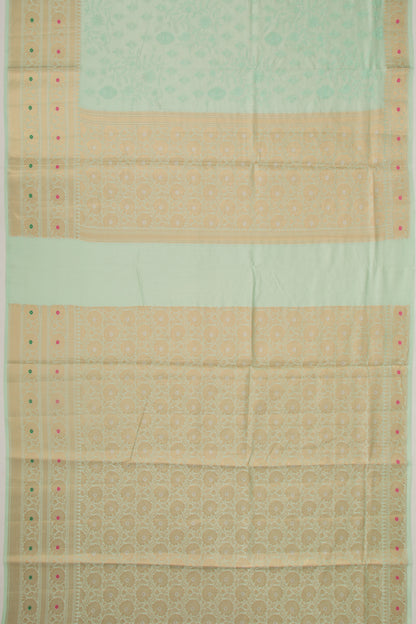 Chanderi Silk Floral Embroidery Sea Green Saree