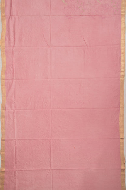 Tussar Floral Embroidery Pink Saree