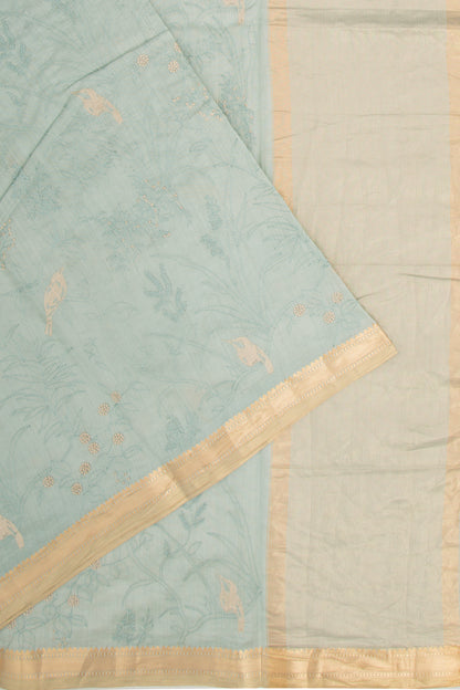 Tussar Floral Embroidery Pastel Green Saree