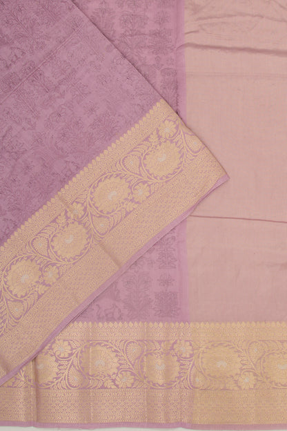 Chanderi Silk Floral Embroidery Lilac Saree