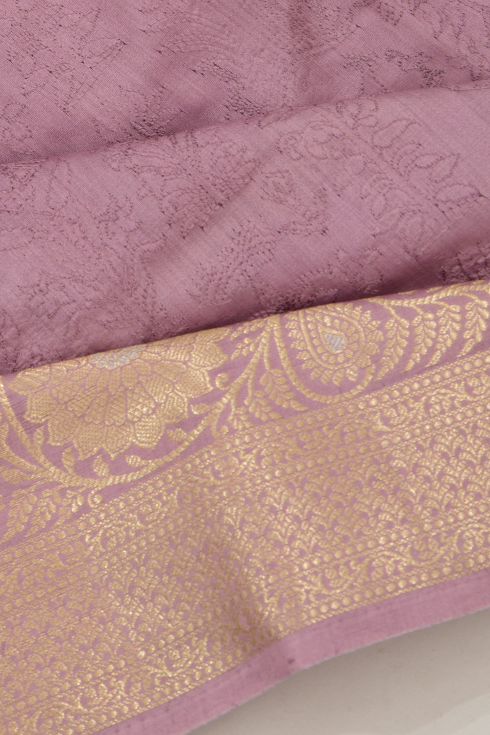 Chanderi Silk Floral Embroidery Lilac Saree