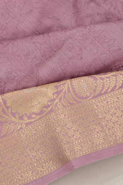 Chanderi Silk Floral Embroidery Lilac Saree