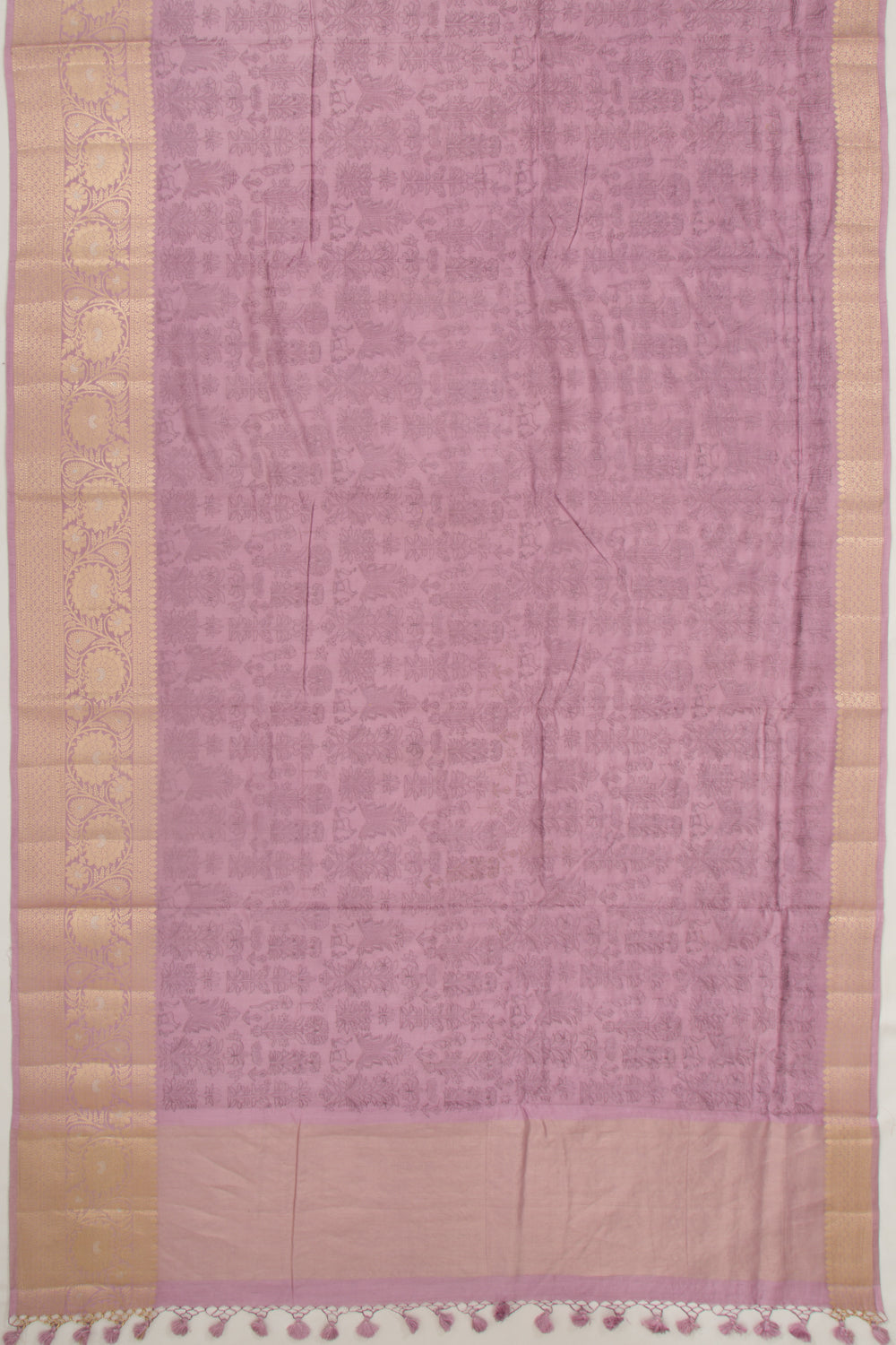 Chanderi Silk Floral Embroidery Lilac Saree