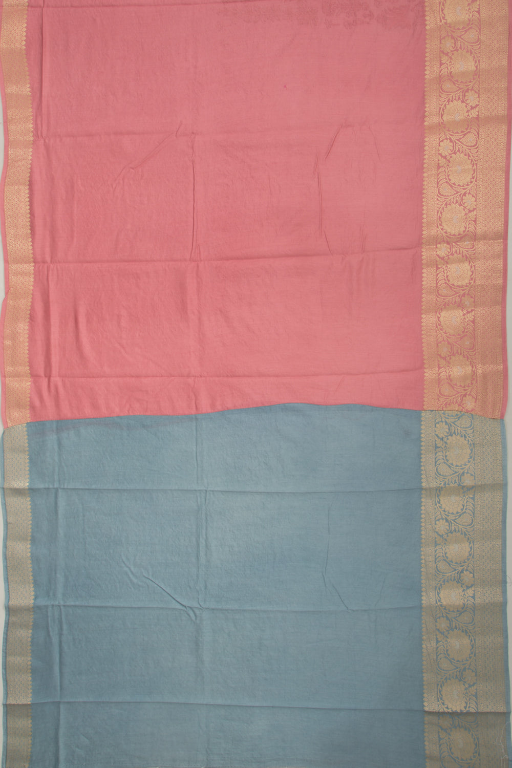 Tussar Floral Embroidery Pink Saree