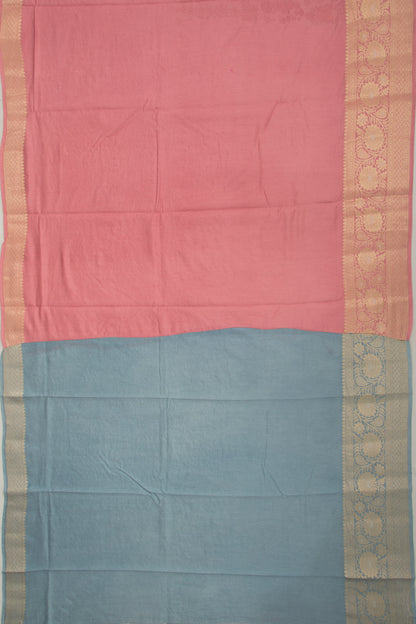 Tussar Floral Embroidery Pink Saree
