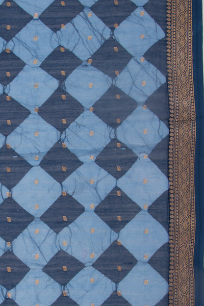 Chanderi Silk Batik Printed And Butta Blue Saree