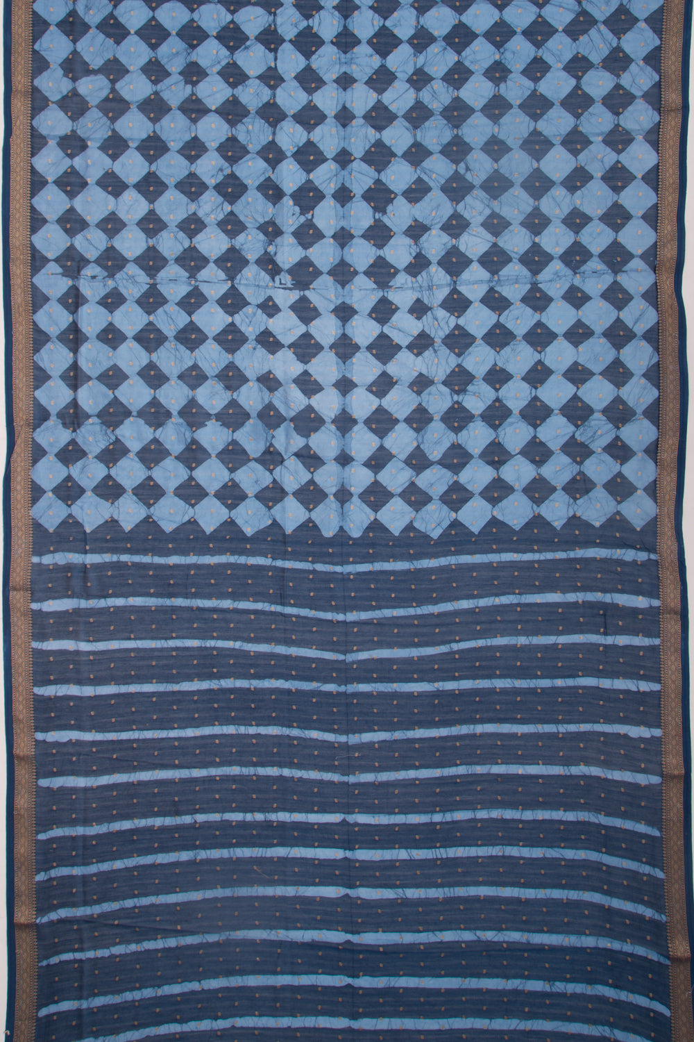 Chanderi Silk Batik Printed And Butta Blue Saree