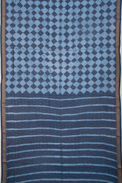 Chanderi Silk Batik Printed And Butta Blue Saree