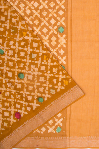 Chanderi Silk Batilk Printed And Butta Mustard Yellow Saree