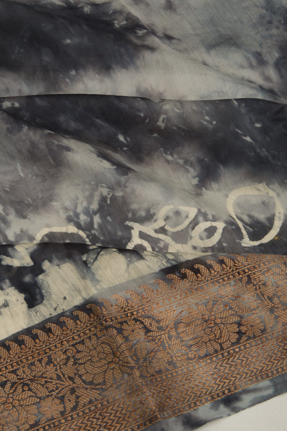 Chanderi Silk Batik Printed Black Saree