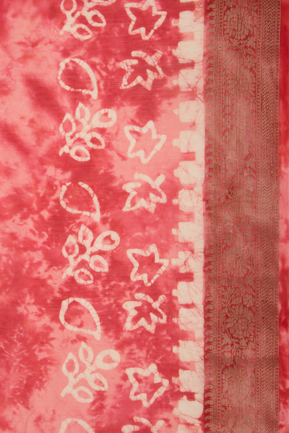 Chanderi Silk Batik Printed Pink Saree