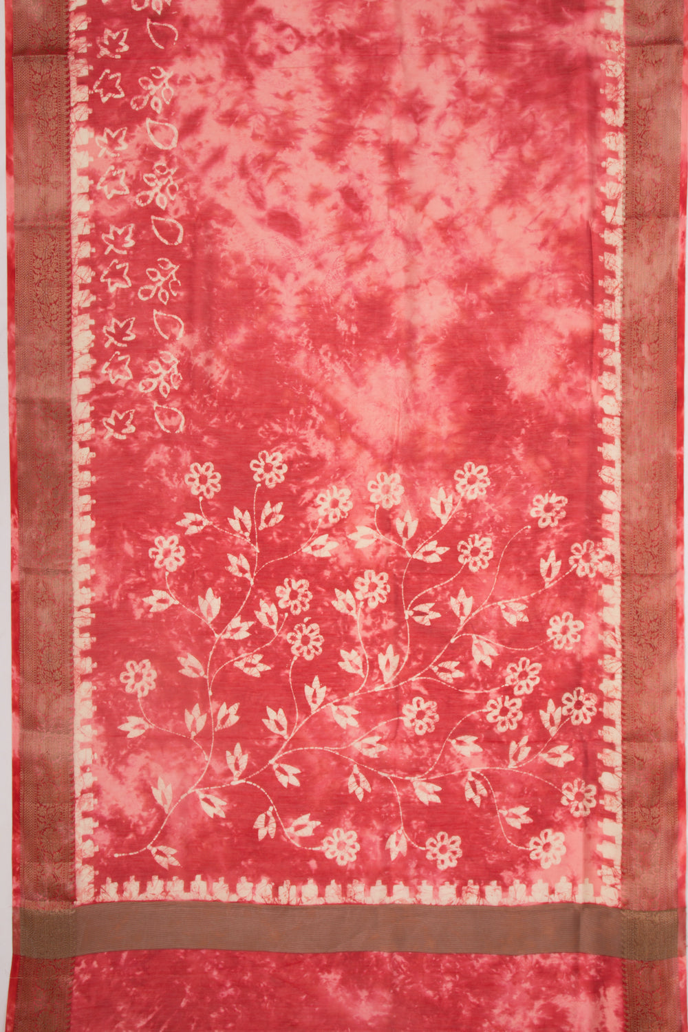 Chanderi Silk Batik Printed Pink Saree