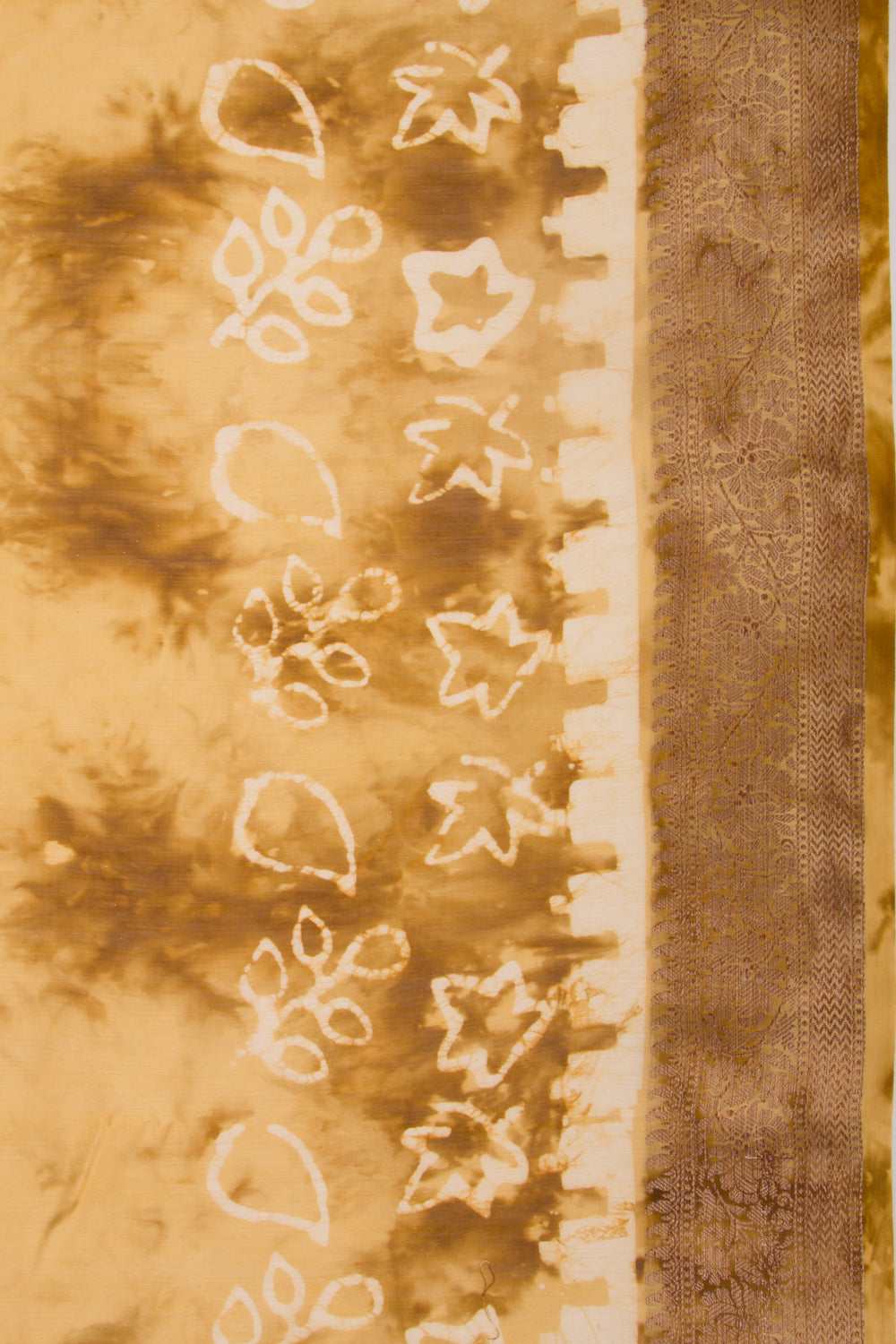 Chanderi Silk Batik Printed Yellow Saree