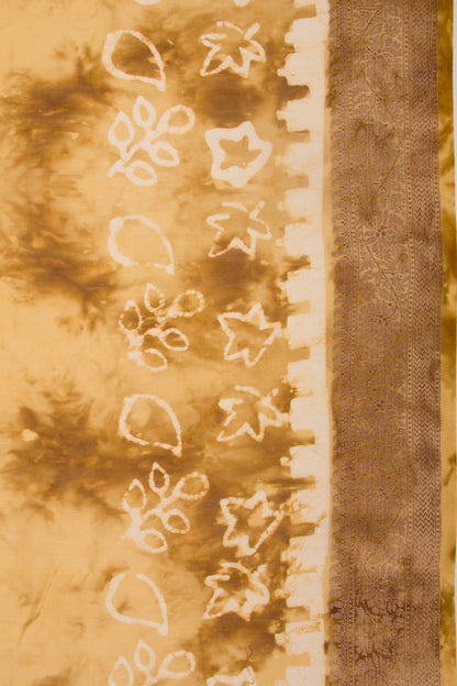 Chanderi Silk Batik Printed Yellow Saree