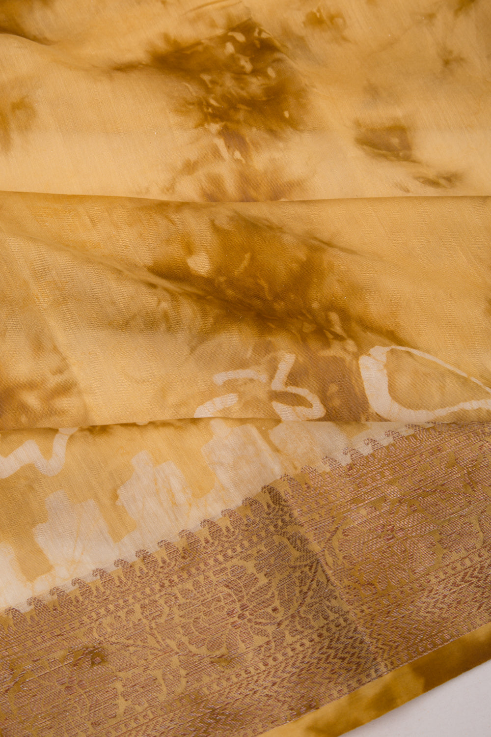 Chanderi Silk Batik Printed Yellow Saree
