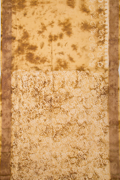 Chanderi Silk Batik Printed Yellow Saree