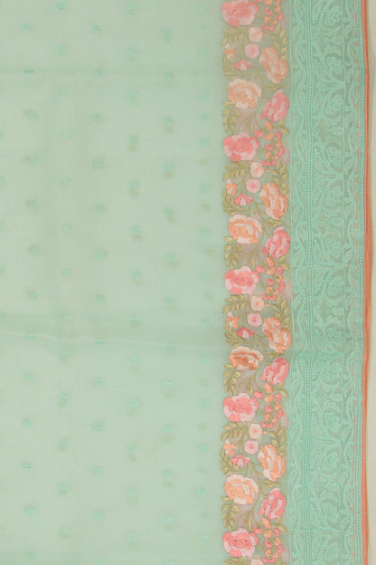 Organza Embroidery Butta Green Saree