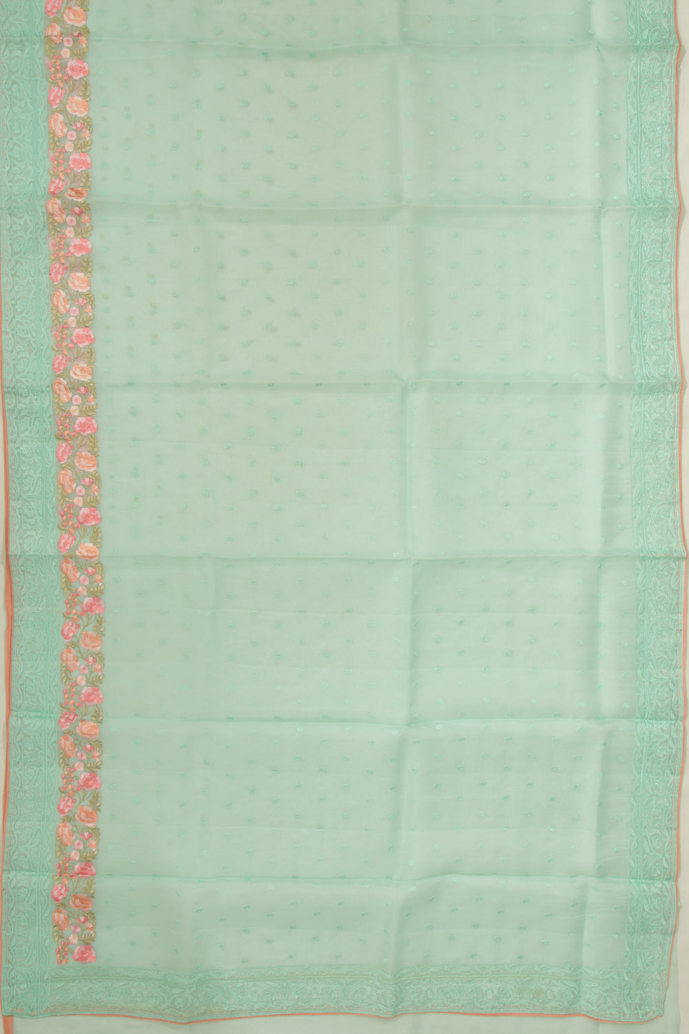 Organza Embroidery Butta Green Saree