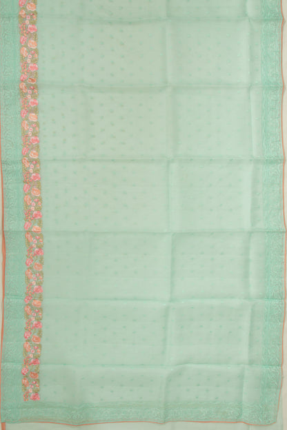Organza Embroidery Butta Green Saree