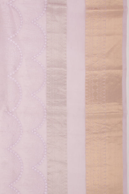 Organza Floral Embroidery Lavender Saree
