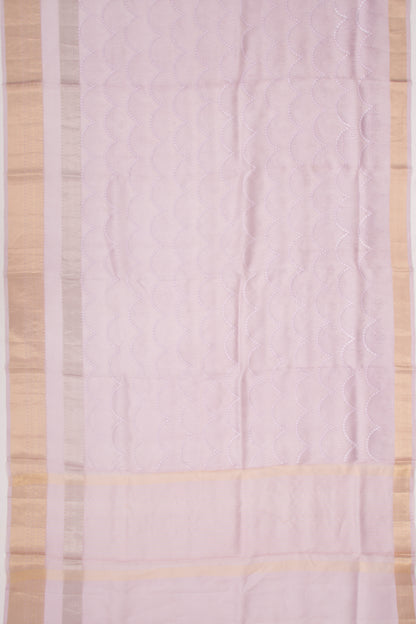 Organza Floral Embroidery Lavender Saree