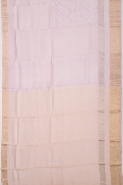 Organza Floral Embroidery Lavender Saree