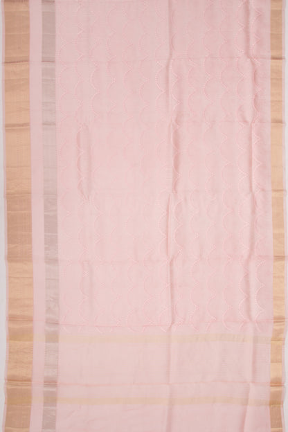 Organza Floral Embroidery Peach Saree