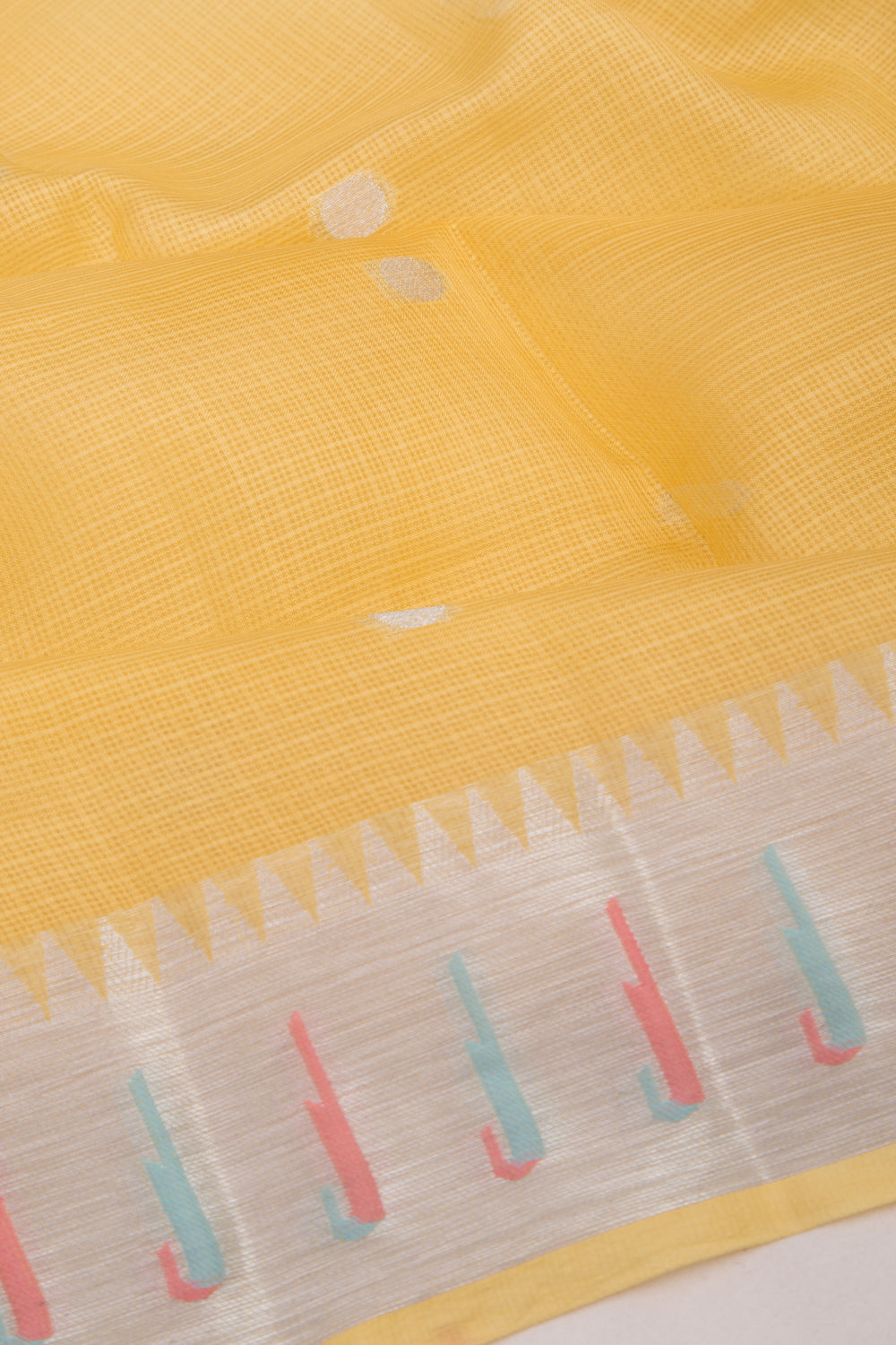 Kota Soft Silk Butta Lemon Yellow Saree