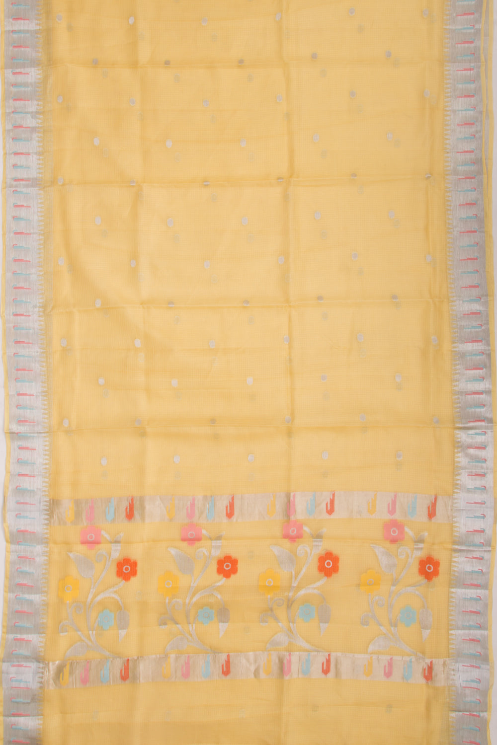 Kota Soft Silk Butta Lemon Yellow Saree