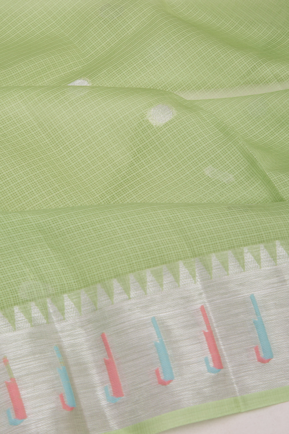 Kota Soft Silk Butta Green Saree