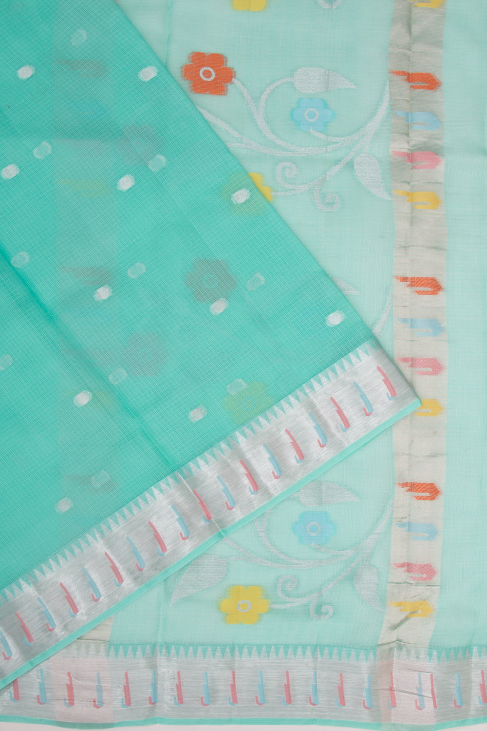 Kota Soft Silk Butta Sea Green Saree