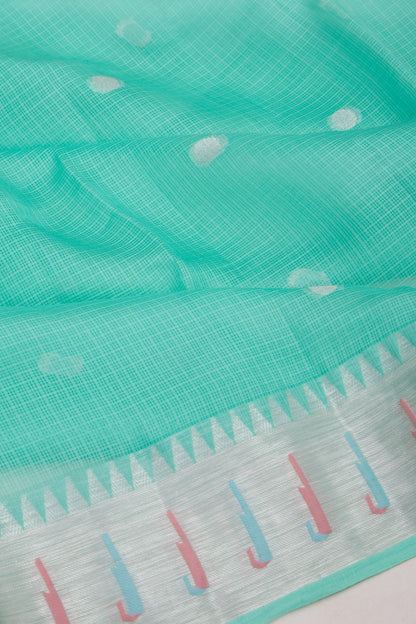 Kota Soft Silk Butta Sea Green Saree