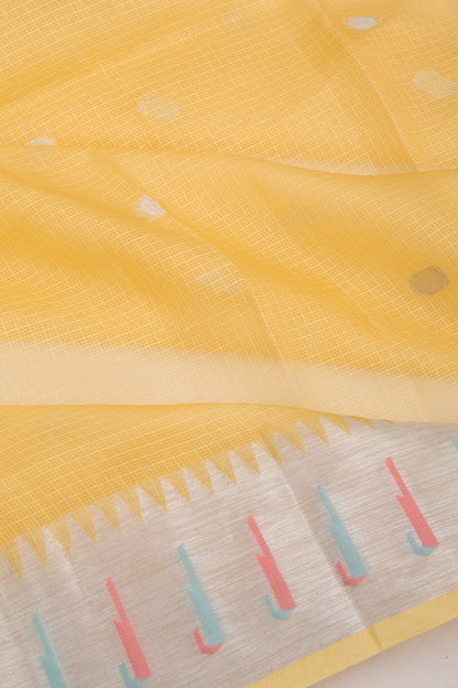 Kota Soft Silk Butta Yellow Saree