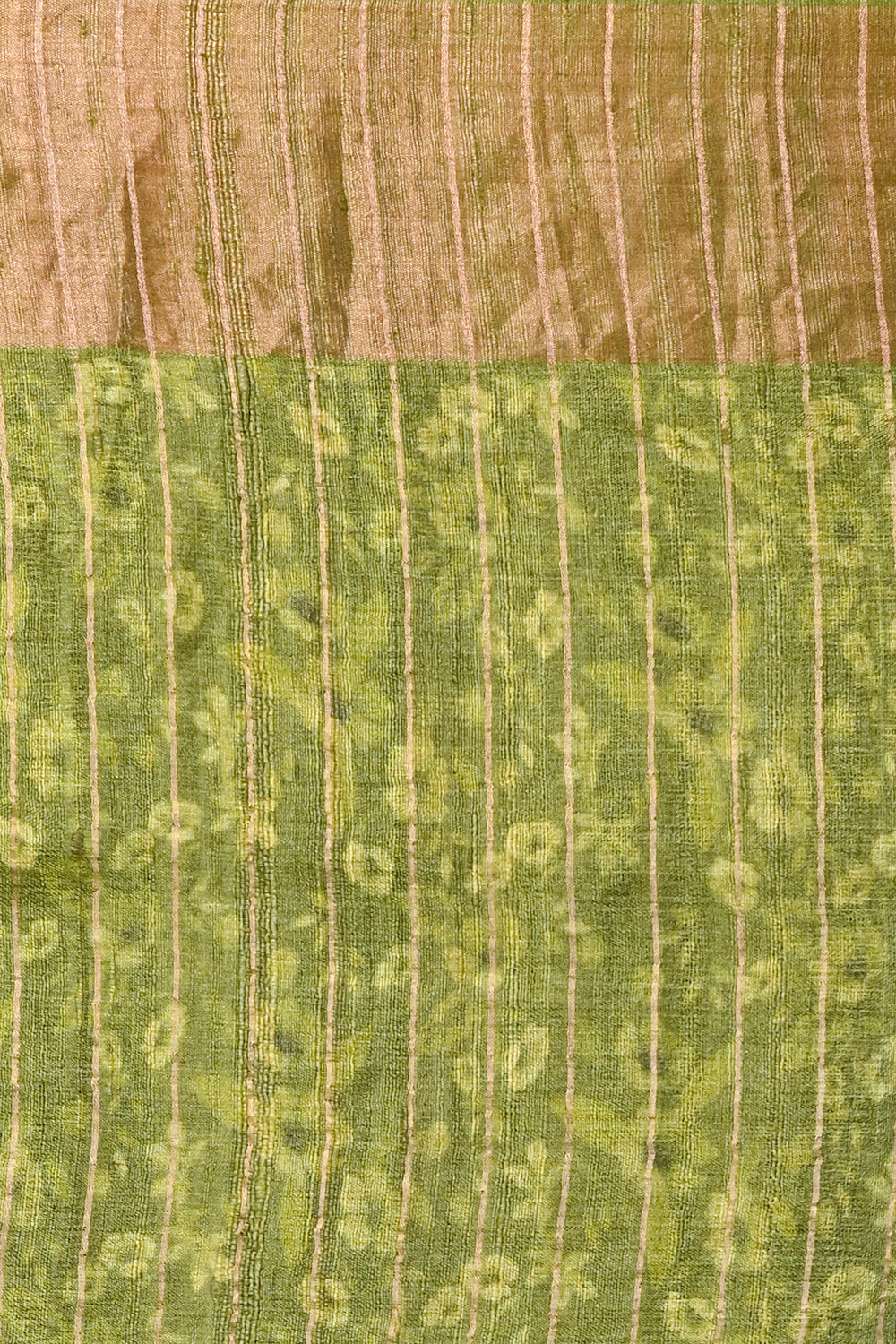 Tussar Floral Printed And Embroidery Green Saree