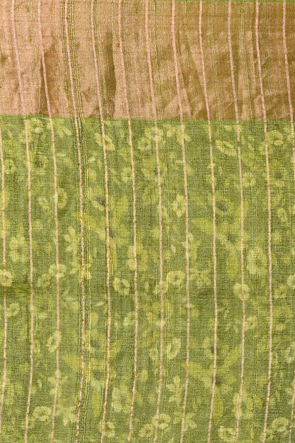 Tussar Floral Printed And Embroidery Green Saree