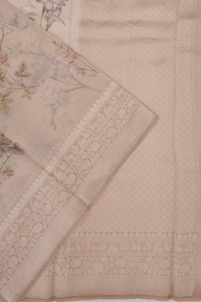 Organza Floral Printed Lilac Saree