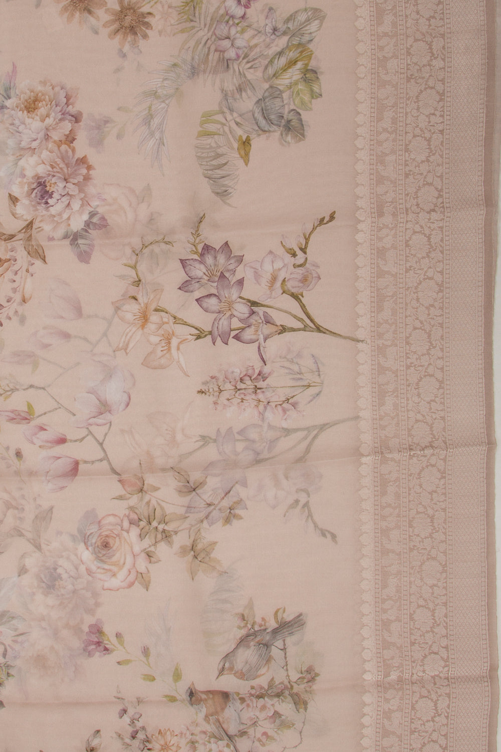 Organza Floral Printed Lilac Saree