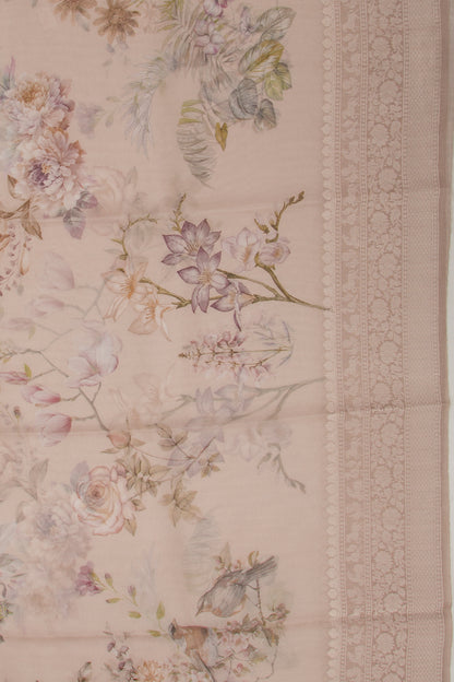 Organza Floral Printed Lilac Saree