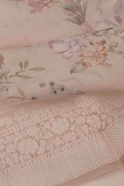 Organza Floral Printed Lilac Saree