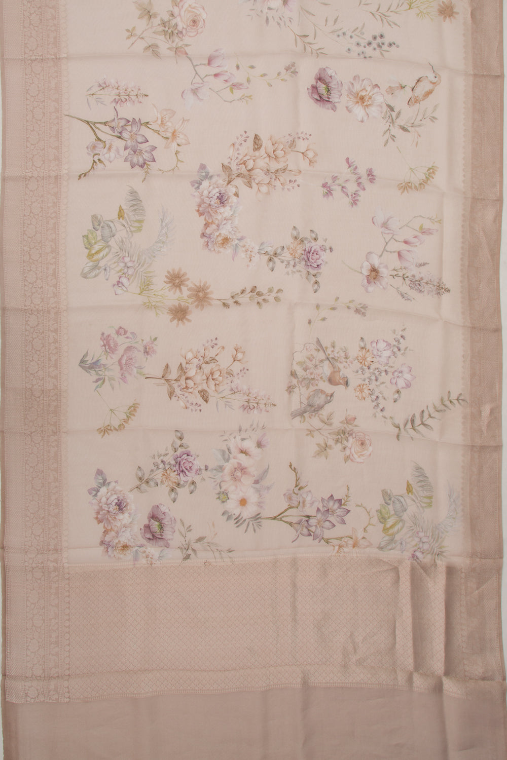 Organza Floral Printed Lilac Saree