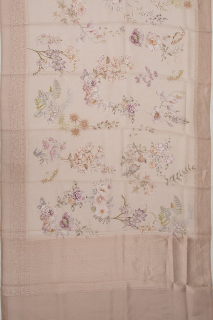 Organza Floral Printed Lilac Saree