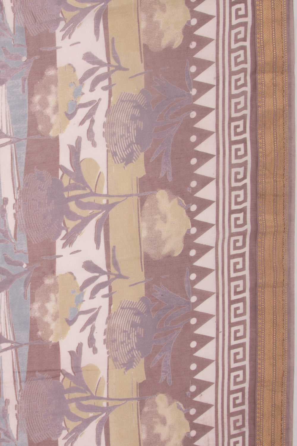 Chanderi Silk Batik Printed Brown Saree