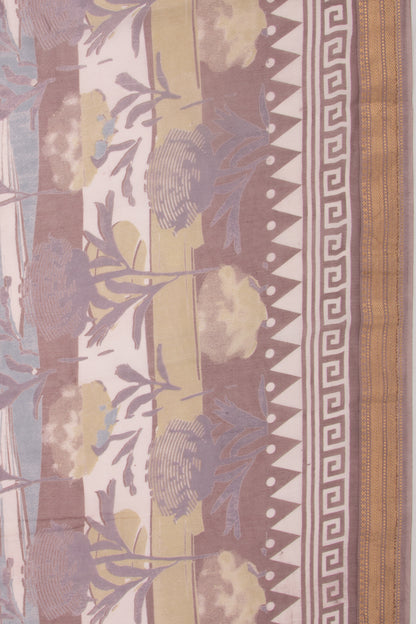 Chanderi Silk Batik Printed Brown Saree